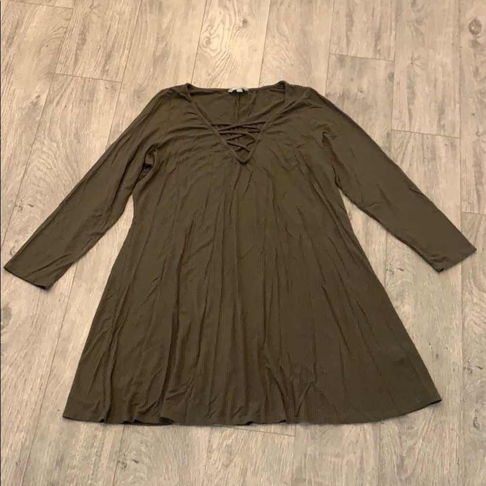 Olive green shift dress